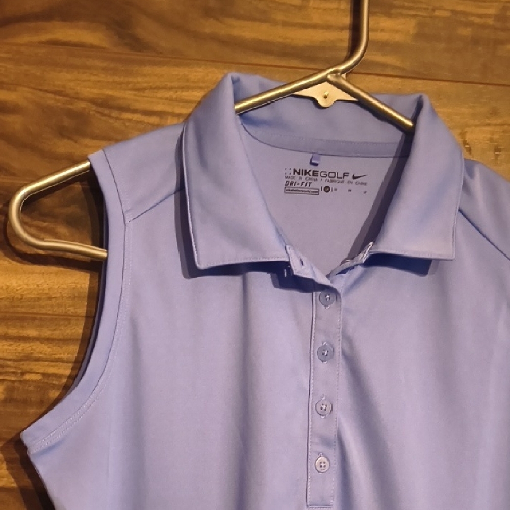 Nike Golf Women's Dri-FIT Sleeveless Polo Shirt - Silky Periwinkle Blue - Size M - Picture 6 of 9